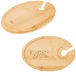 HH75092 Wine & Dine Recessed Bamboo Tray With Wine Glass Holder And Custom Imprint